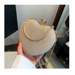 Szín: arany - Esti Clutch táska női fényes kézitáska szív alakú fém lánc divat vállas táskák esküvői parti luxus