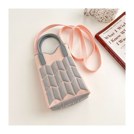 Szín: Bézs Pink Szürke - Kézzel készített kötött kézitáska Női Candy Color Crossbody válltáska Japán alkalmi