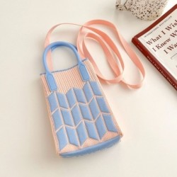 Szín: rózsaszín világoskék - Kézzel készített kötött kézitáska Női Candy Color Crossbody válltáska Japán alkalmi