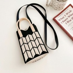 Szín: fekete bézs - Kézzel készített kötött kézitáska Női Candy Color Crossbody válltáska Japán alkalmi