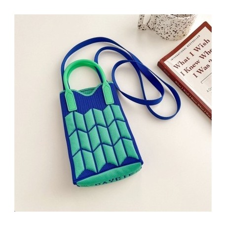 Szín: Royal Blue Green - Kézzel készített kötött kézitáska Női Candy Color Crossbody válltáska Japán alkalmi