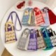 Fehér szín - Kézzel készített kötött kézitáska Női Candy Color Crossbody válltáska Japán alkalmi mobiltelefon