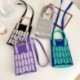 Fehér szín - Kézzel készített kötött kézitáska Női Candy Color Crossbody válltáska Japán alkalmi mobiltelefon