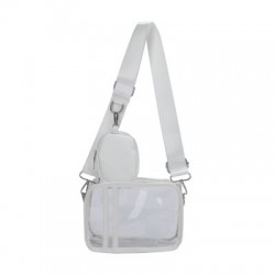 Fehér szín - Átlátszó PVC Crossbody válltáska mini pénztárcával, női négyszögletes tervezői kézitáskával