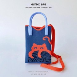 Szín: 12 - Divat mini kötött válltáska Crossbody táska Aranyos macska kézitáska Alkalmi Trend Hordozható telefontáska