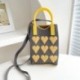 Szín: szürke-sárga - Kézzel készített kötött kézitáska Love Heart Women Crossbody Mobiltelefon Válltáska Kis