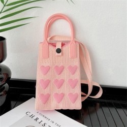 Szín: rózsaszín - Fashion Love Kötött kézitáska Crossbody táskák Koreai női szőtt kézitáska női Univerzális