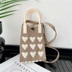 Szín: Khaki - Fashion Love Kötött kézitáska Crossbody táskák Koreai női szőtt kézitáska női Univerzális