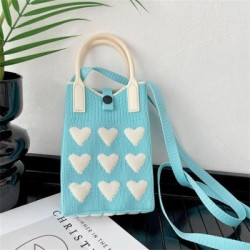 Szín: Cián - Fashion Love Kötött kézitáska Crossbody táskák Koreai női szőtt kézitáska női Univerzális
