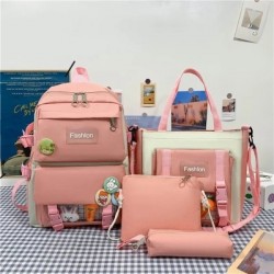 Szín: kék - 4 db/Szett Női hátizsákok Középiskolai táskák Kawaii Aranyos tinédzser lányok Laptop Könyvtáska Divat