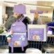 Szín: kék - 4 db/Szett Női hátizsákok Középiskolai táskák Kawaii Aranyos tinédzser lányok Laptop Könyvtáska Divat