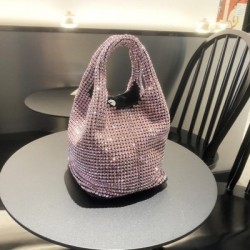 Szín: rózsaszín-14x14x15cm - Fogantyú strassz Esti vacsora Kuplung gyémánt lánc kézitáskák Designer kézi hírvivő