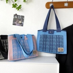 Szín: 1 28x23x5cm - Koreai kötött válltáska felső fogantyús kézitáska Harajuku horgolt szögletes japán női csomag