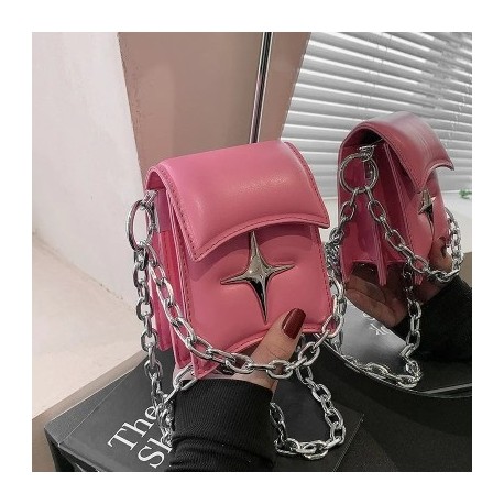 Fekete szín - Personality Chain Y2K Star Clutch Kézitáskák Koreai Női Mini Crossbody válltáska Luxus Design Márka Gothic