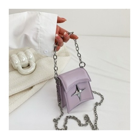 Szín: lila - Personality Chain Y2K Star Clutch Kézitáskák Koreai Női Mini Crossbody válltáska Luxus Design Márka Gothic