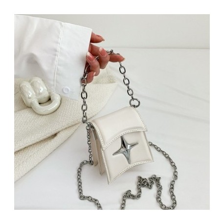 Fehér szín - Personality Chain Y2K Star Clutch Kézitáskák Koreai Női Mini Crossbody válltáska Luxus Design Márka Gothic