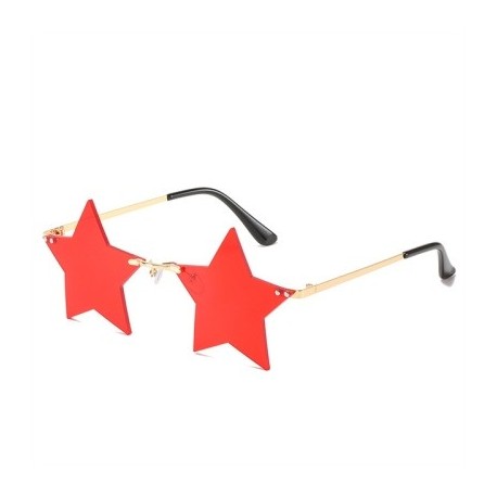 Lencsék színe: piros - Vicces Pentagram napszemüvegek Rimless Party szemüvegek csillag alakú óceán színű szemüvegek