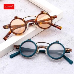 Lencsék színe: Leopard-Champagne - KLASSNUM Vintage Steampunk Flip Napszemüvegek Férfi Kis Kerek Keretes Napszemüvegek