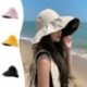 Fekete szín - Nyári kétrétegű halászsapka női üres felső strand napozósapka kültéri UV védelem, összecsukható