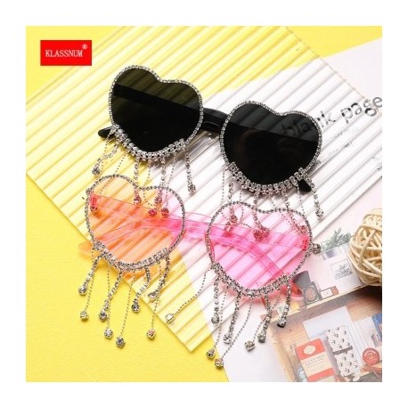 Lencsék színe: lila bojt - Egyedi Party Favor Heart napszemüveg Diamond Bojt UV400 Protection Rend Peach Heart keret