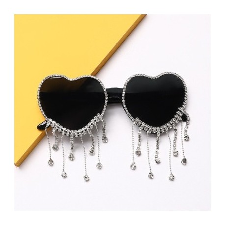 Lencsék színe: fekete bojt - Egyedi Party Favor Heart napszemüveg Diamond Bojt UV400 Protection Rend Peach Heart keret