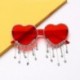 Lencsék színe: vörös bojt - Egyedi Party Favor Heart napszemüveg Diamond Bojt UV400 Protection Rend Peach Heart keret
