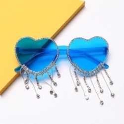 Lencsék színe: kék bojt - Egyedi Party Favor Heart napszemüveg Diamond Bojt UV400 Protection Rend Peach Heart keret