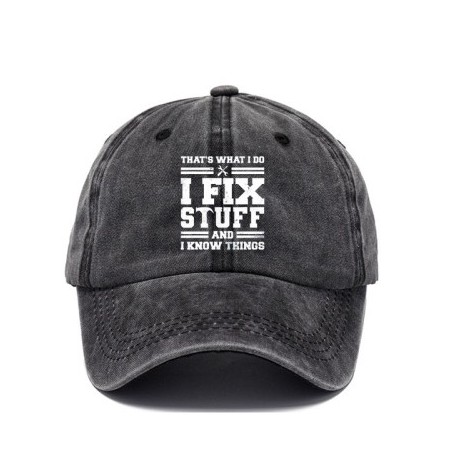 Fekete szín - Férfi és női baseballsapkák, állítható, hétköznapi, hímzett I FIX STUFF pamut napozósapkák uniszex