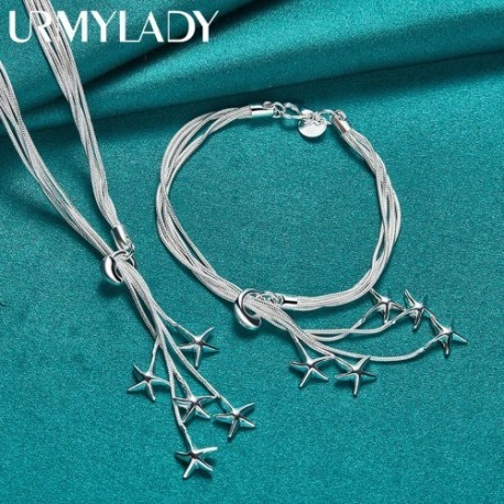 45cm-__s-20cm---URMYLADY-925-Sterling-ez__st-__t-k__gy__-l__nc-csillagos-nyakl__nc-kark__t__-szett-n__i-esk__v__i-parti-divat